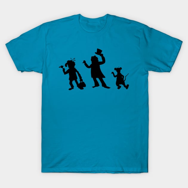 Hitchhiking Ghosts - Black silhouette T-Shirt by Rackham